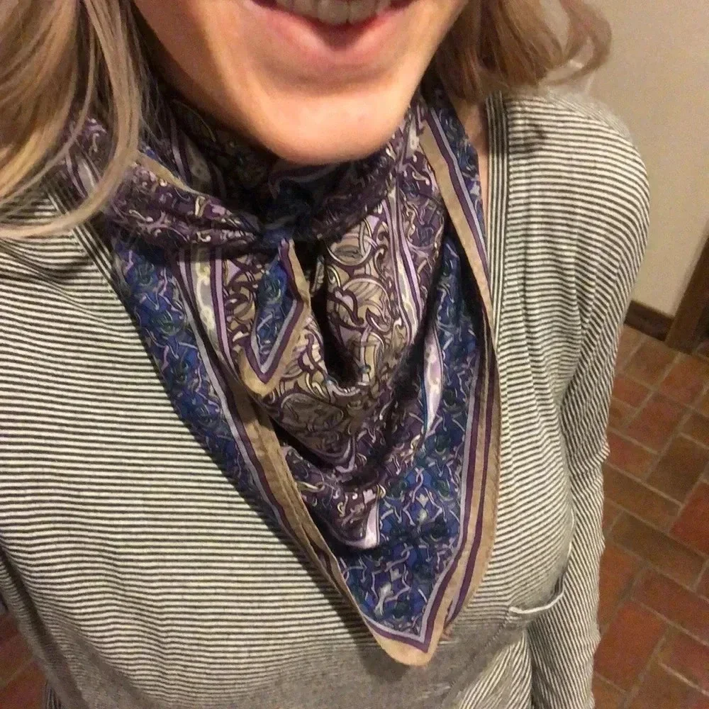 Oscar de la‎ Renta Purple & Blue Silk Scarf